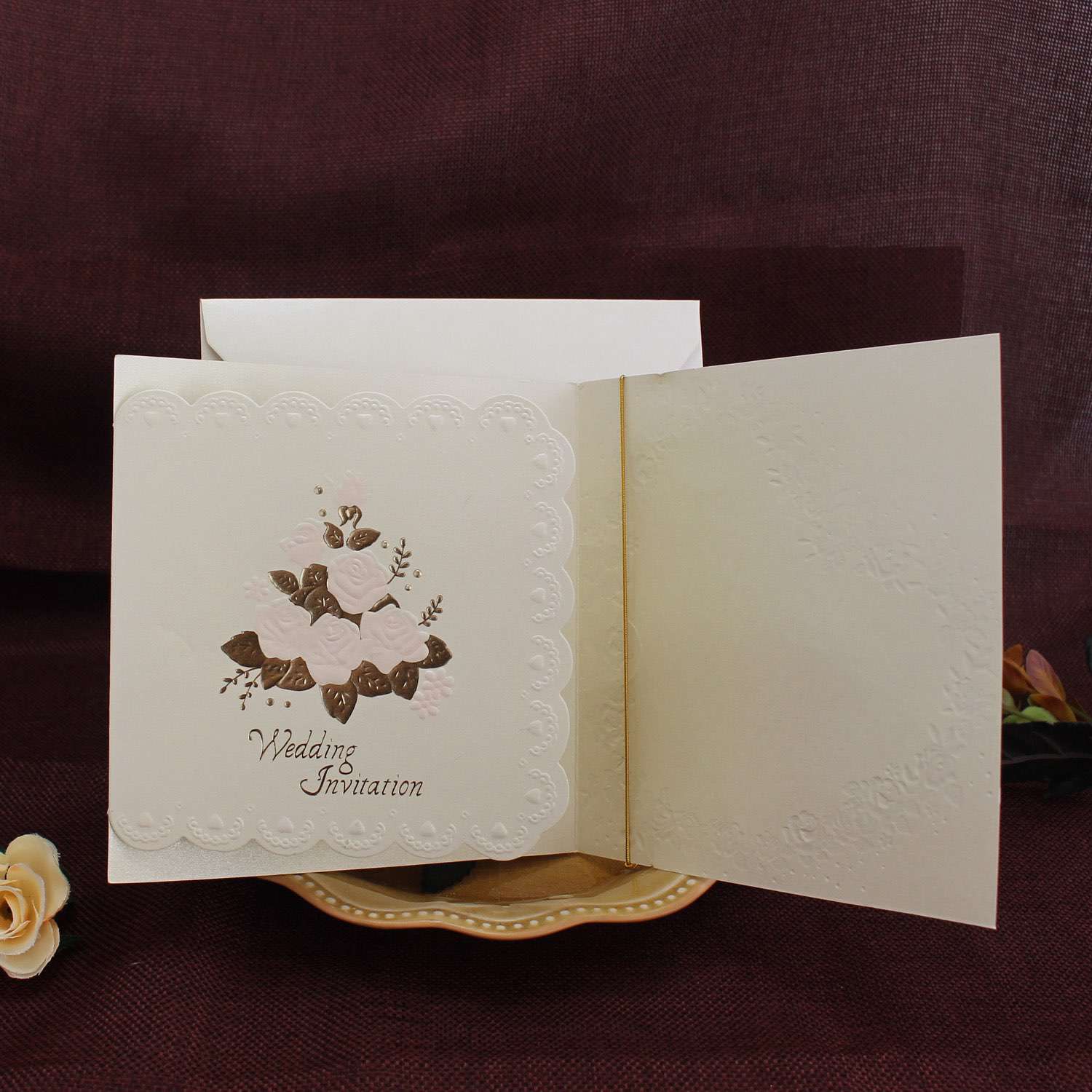 Wedding Invitation with Envelope Embossing Invitation Card Customized Cheap Invitation 